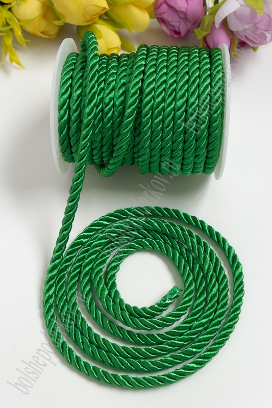 Шнур витой зеленый 5,0мм, длина 9,14м  БП 643-286														