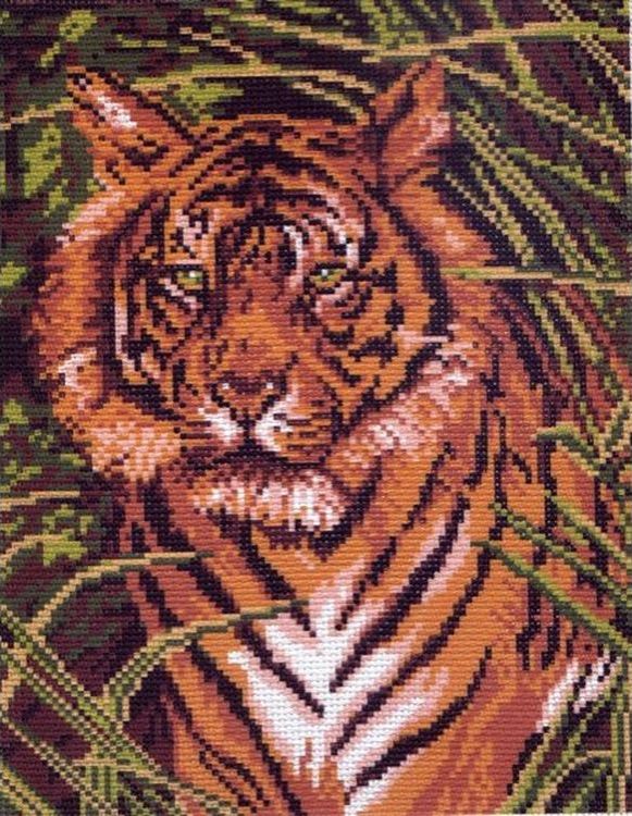 Канва с рисунком мулине "Тигр" (19*24см)  МАТРЕНИН ПОСАД 0099-1