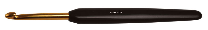 Крючок для вязания с эргономичной ручкой "Basix Aluminum" 4,5мм алюминий, золотистый/черный 30806														