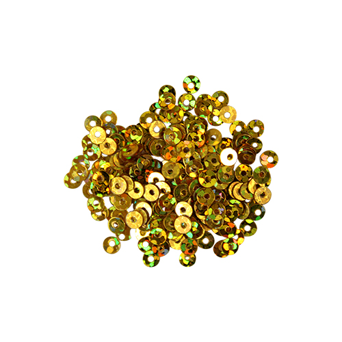Пайетки круглые d=3мм плоские А20 золото голограмма 10гр. в пакете  Астра А20														