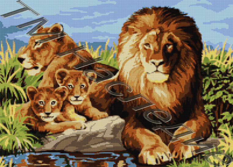 Мозаика "Семейство львов" АМА2-048 36*50см, квадратнаямозаика в коробке  Наследие АМА2-048														