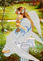Канва с рисунком бисер "Ангел с котенком" 36*25см  Наследие
