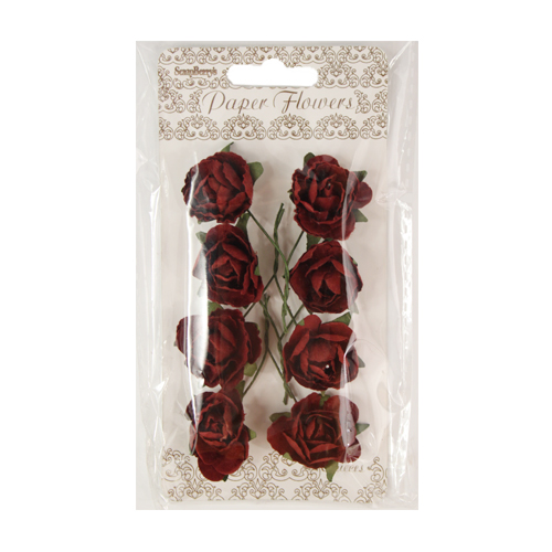 Декор Цветы бумажные Розы бордовый 8шт  SCRAPBERRYS SCB280509	
