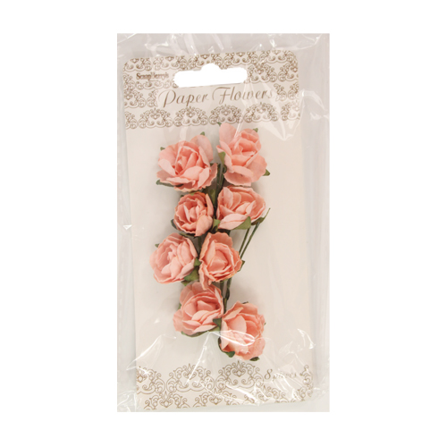 Декор Цветы бумажные Розы розовый 8шт  SCRAPBERRYS SCB280508