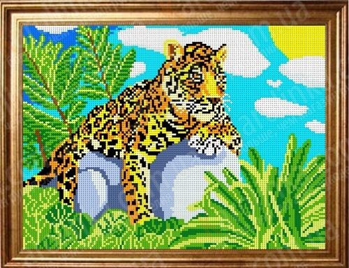 Канва с рисунком "Леопард" бисер (А3)  Каролинка