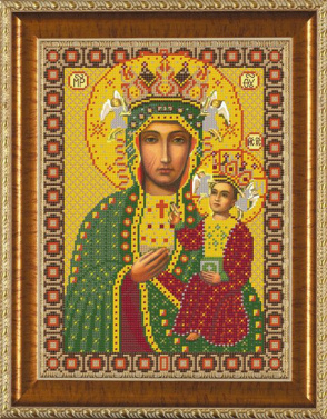 Канва с рисунком БИС-1211 "Богородица Ченстоховская" бисер (А3)