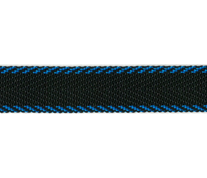 Стропа (лента ранцевая) черная с синими краями 20 мм*25м за 1м  PEGA 836790120DT005														