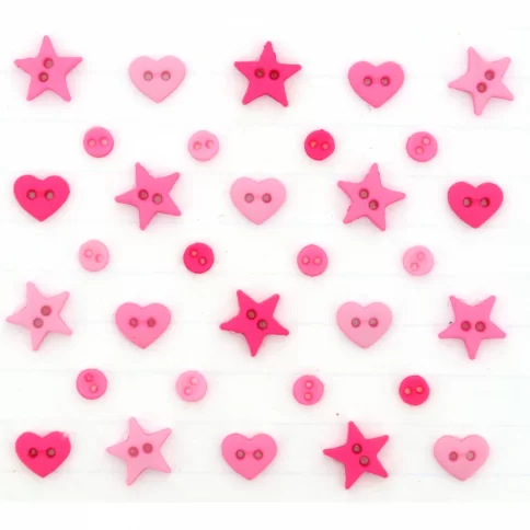 Пуговицы декоративные "Мелкие фигурки. Горячий розовый" d=5-8мм (набор) 5797