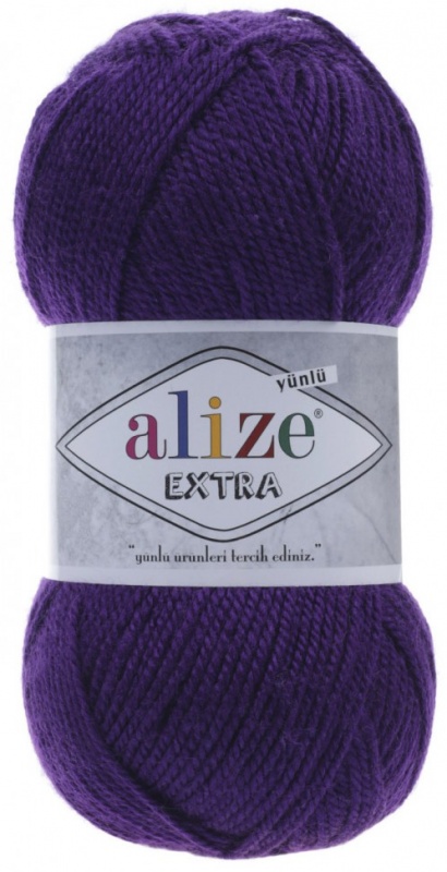Пряжа "Extra" 74 т. фиолетовый 5*100 г. 220м 10% шерсть 90 % акрил  ALIZE