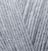 Пряжа "LANAGOLD Fine" 21 серый меланж 5*100 г. 390м 49% шерсть, 51 % акрил  ALIZE 21														