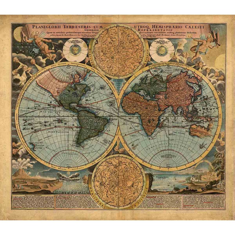 Канва с рисунком бисер "Карта 18 века" (37*49см) шелк  МАТРЕНИН ПОСАД