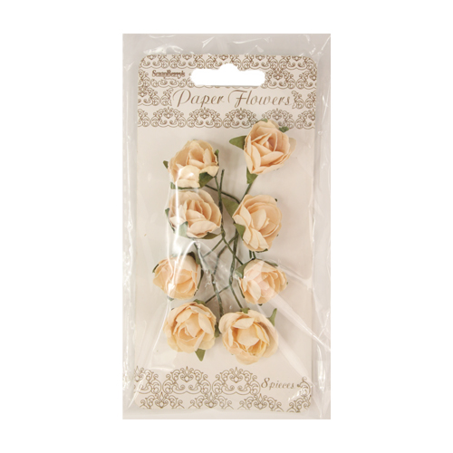 Декор Цветы бумажные Розы персиковый 8шт  SCRAPBERRYS SCB280507