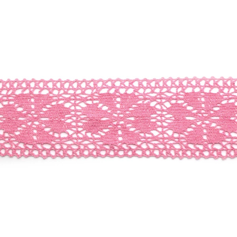 Кружево вязаное розовый 62мм 60мм*25м за 1м