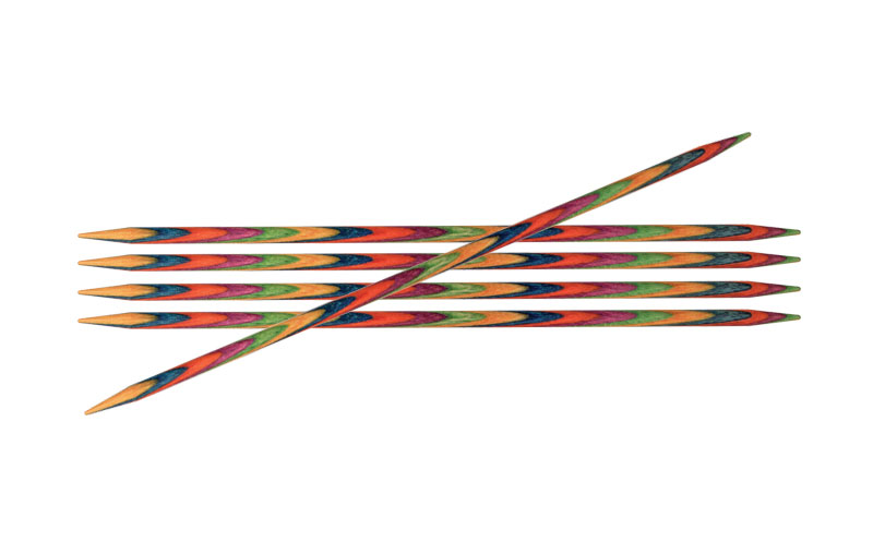 Спицы чулочные Symfonie D 5,5мм, длина 15см,  дерево, многоцветный, 5шт.  Knit Pro 20143														
