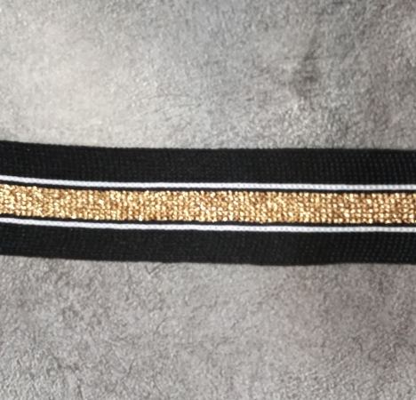 Тесьма "Лампас" черный с золотом 25мм*10м T-QC033-3														