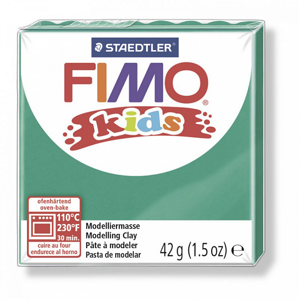 Глина полимерная "FIMO Kids" 42гр. цв. 5 зеленый, запекается в духовке 8030-5														