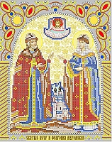 Канва с рисунком бисером+стразы и бусины Икона Сввятые Петр и Феврония (А4)  Наследие ИСА4-007				