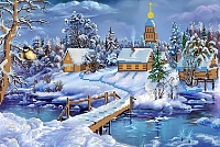 Канва с рисунком бисер "Уютная зима" 36*26см  Наследие КБ-079