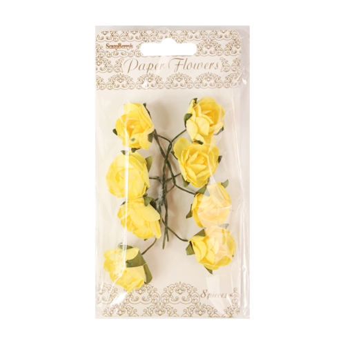 Декор Цветы бумажные Розы нежно-желтый 8шт  SCRAPBERRYS SCB280506	