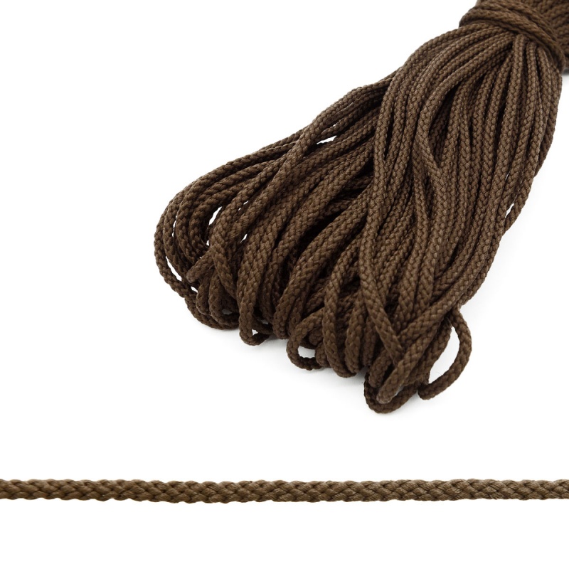 Шнур отделочный плетеный 3мм коричневый 30м за 1 м 442032/С1048														