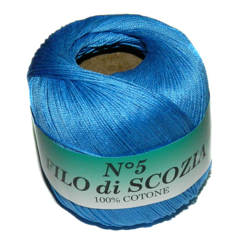 Пряжа "FILO di SCOFIA №5"  61 т. голубой 10*50 г. 226м 100% хлопок  Италия 61														