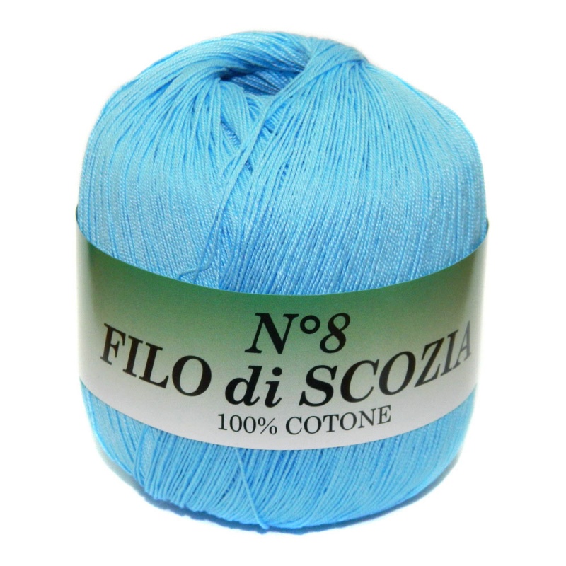 Пряжа "FILO di SCOFIA №8"  64 св. голубой 10*50 г. 340м 100% хлопок  Италия 64														