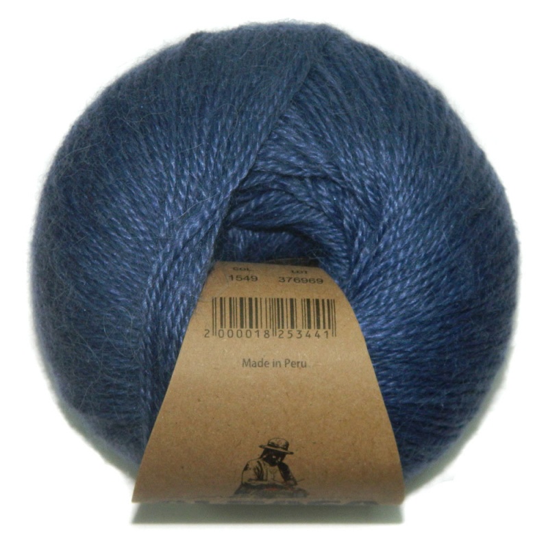 Пряжа "Alpaca Silk" 1549 синий 10*50 г. 150м 60 % альпака,40 % шелк  Перу