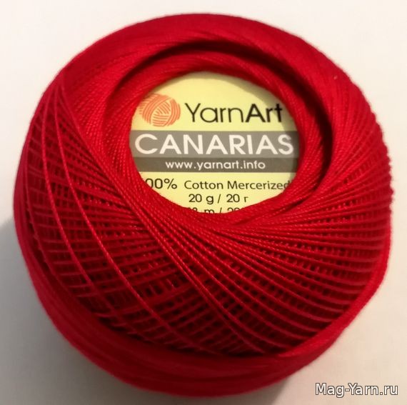 Пряжа "CANARIAS" красный 6328 10*20 г. 203м 100% хлопок мерсириз.  YarnArt