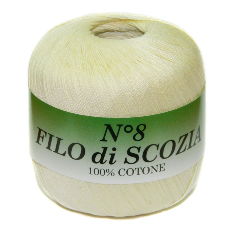 Пряжа "FILO di SCOFIA №8"  10 кремовый 10*50 г. 340м 100% хлопок  Италия 10														