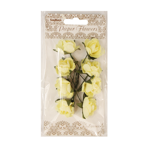 Декор Цветы бумажные Розы кремовый 8шт  SCRAPBERRYS SCB280502