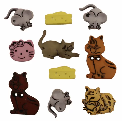 Пуговицы декоративные "Кошки и мышки" (набор) 4433