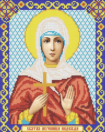 Канва с рисунком бисером Икона Св. Муч. Надежда (А4)  Наследие КБА4-034														