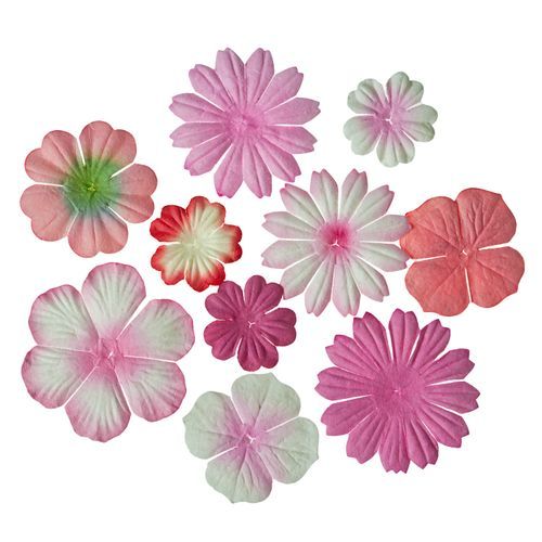 Декор Набор цветочков из шелковичной бумаги 10шт. цвет розовый  SCRAPBERRYS SCB3003														