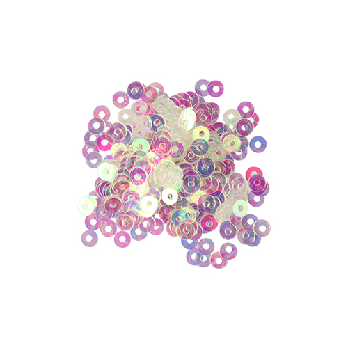 Пайетки круглые d=3мм плоские 119 розовый прозрачный с эффектом АВ в пакете 10гр  Астра 119														