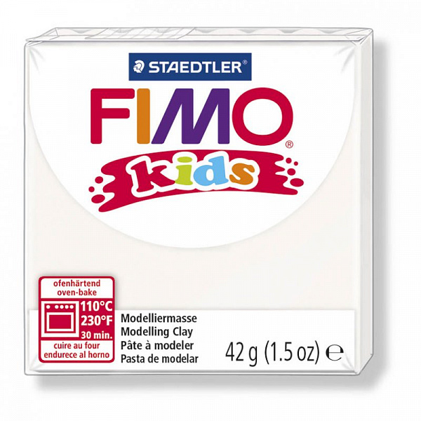 Глина полимерная "FIMO Kids" 42гр. цв.0 белый, запекается в духовке 8030-0														
