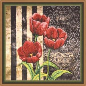 Вышивка крестом Овен "Красные тюльпаны" мулине (  см)