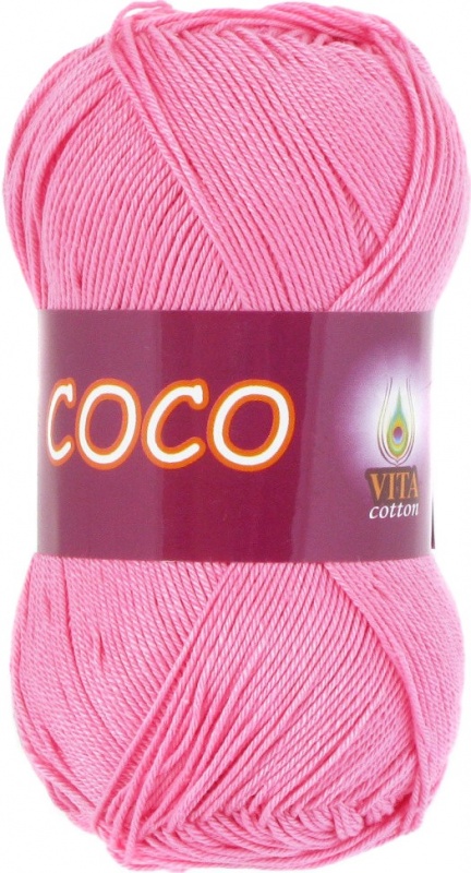 Пряжа "COCO" 3854 светло-розовый 10*50 г. 240м 100% хлопок мерсериз.  VITA