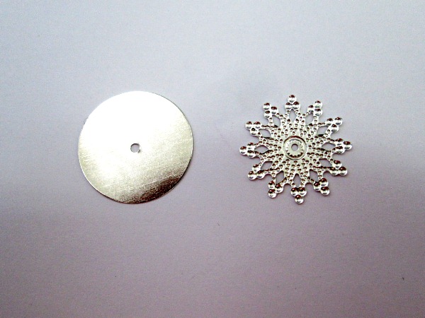 Монисты метал. d=12мм (Круг+Снежинка) серебро в пакете 50шт. за 1пару (Круг+Снежинка) 44753