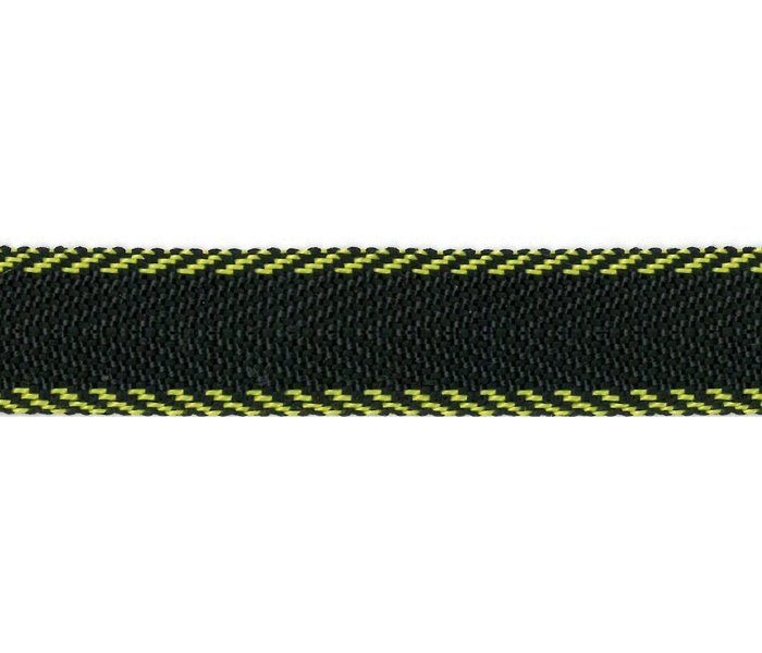 Стропа (лента ранцевая) черная с желтыми краями 20 мм*25м за 1м  PEGA 836790120DT002														