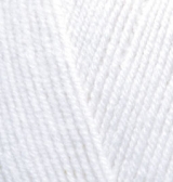 Пряжа "LANAGOLD Fine" 55 белый 5*100 г. 390м 49% шерсть, 51 % акрил  ALIZE 55														