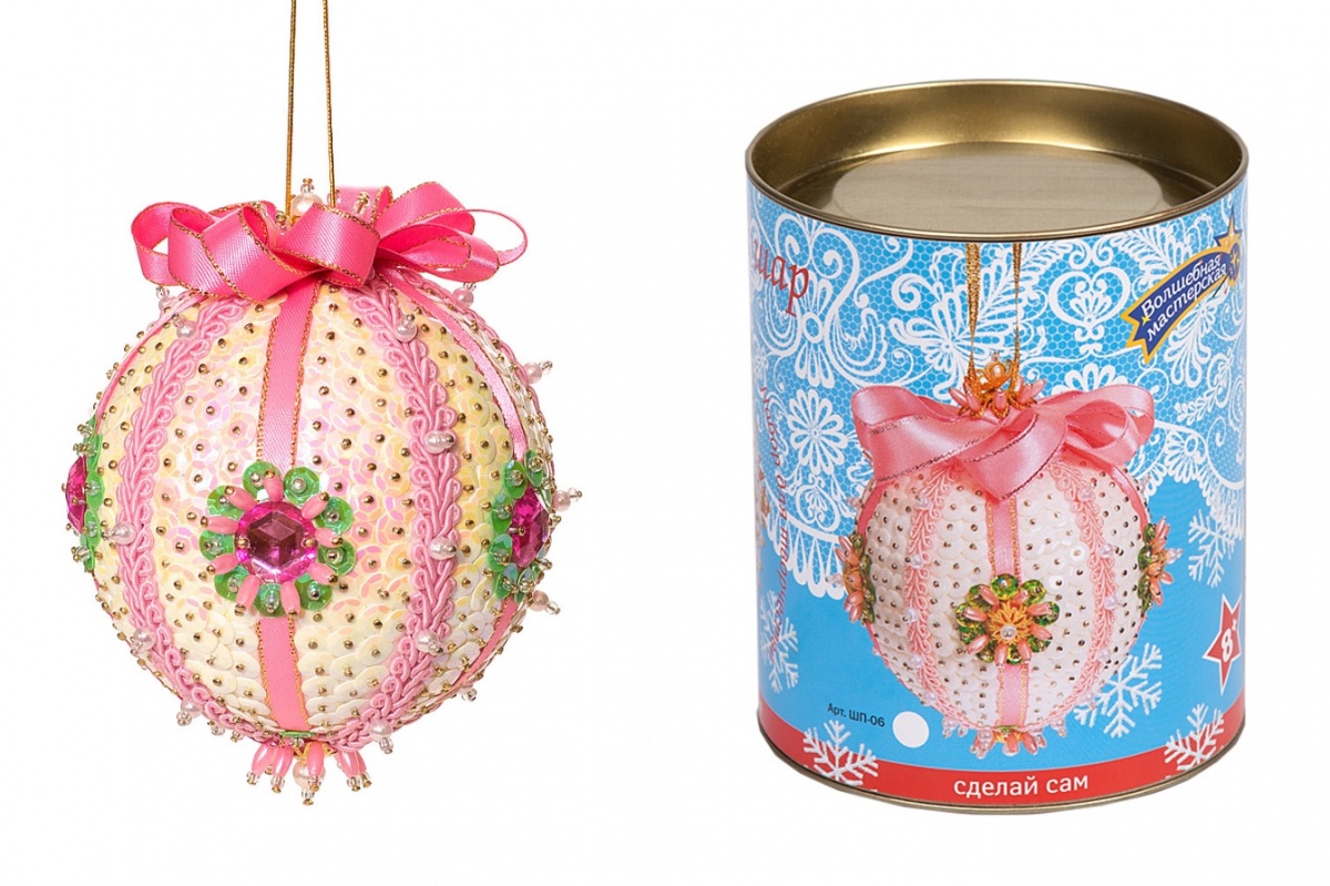 Набор для творчества "Новогодний шар. Нежность розовый" пайетки   Волшебная мастерская ШП-06														