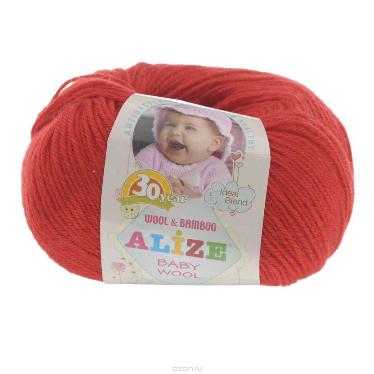 Пряжа "BABY WOOL" 56 красный 10*50 г. 175м 16% полиамид, 84 % акрил  ALIZE