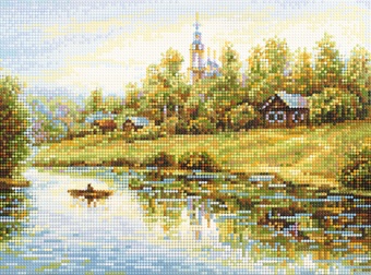 Мозаика "Деревенский сюжет" БСА3-127 36*26см, круглые стразы в коробке  Наследие