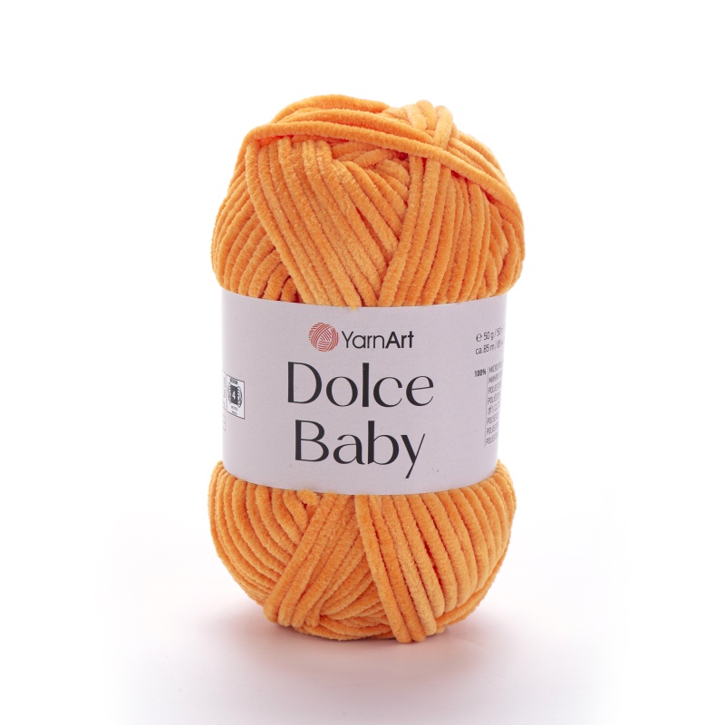 Пряжа "DOLCE BABY" 852 мандарин велюр 50г 85м 100% микрополиэстер YarnArt