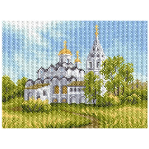 Канва с рисунком "Белая церковь" мулине (28*34см)  МАТРЕНИН ПОСАД