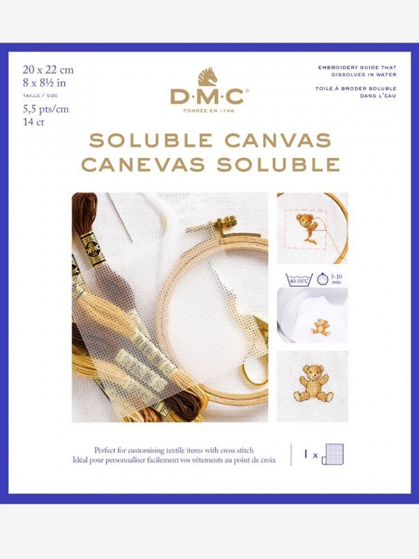 Канва водорастворимая 20*22см DMC №14 прозрачная Soluble Canvas DC90														