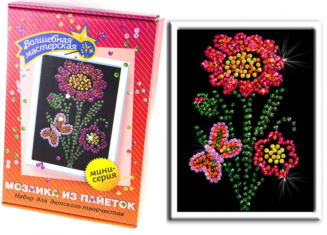 Набор для творчества "Картина из пайеток Цветочек"  Волшебная мастерская М007														