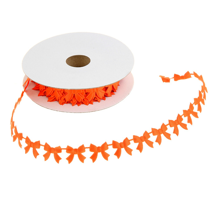 Лента фигурная  "Бантики" 17мм оранжевый, 17мм*10ярд
