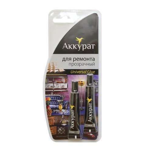 Клей для склеивания и ремонта изделий прозрачный универ.  Аккурат hk34001														