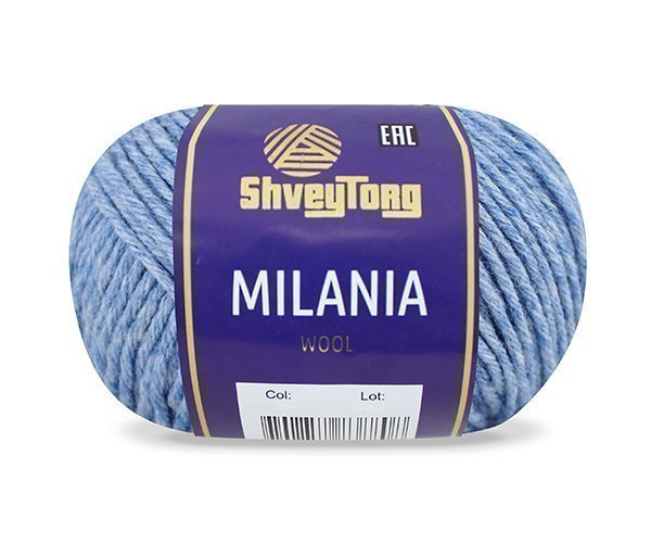 Пряжа "ShveyTorg Milania" 94018 голубой 10*50 г. 120м 100% Шерсть  ТУРЦИЯ
